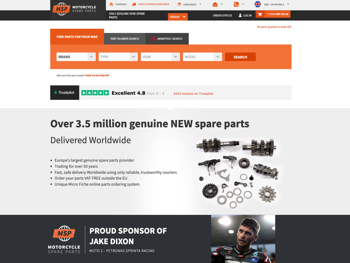 Motorcycle Spare Parts ecommerce website - Sian Jones - Freelance web ...